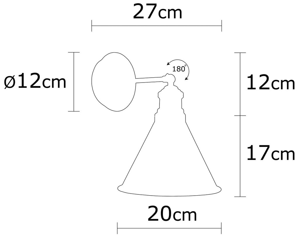 Candeeiro de Parede Berceste – Preto – 20 cm de diâmetro