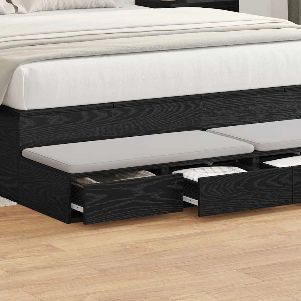 Gavetas pretas para cama VidaXL 140x36,5x16,5 cm em madeira de engenha