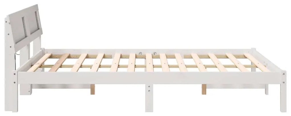 Estrutura da Cama com luzes de tira LED com cabeceira Branco 140 x 200