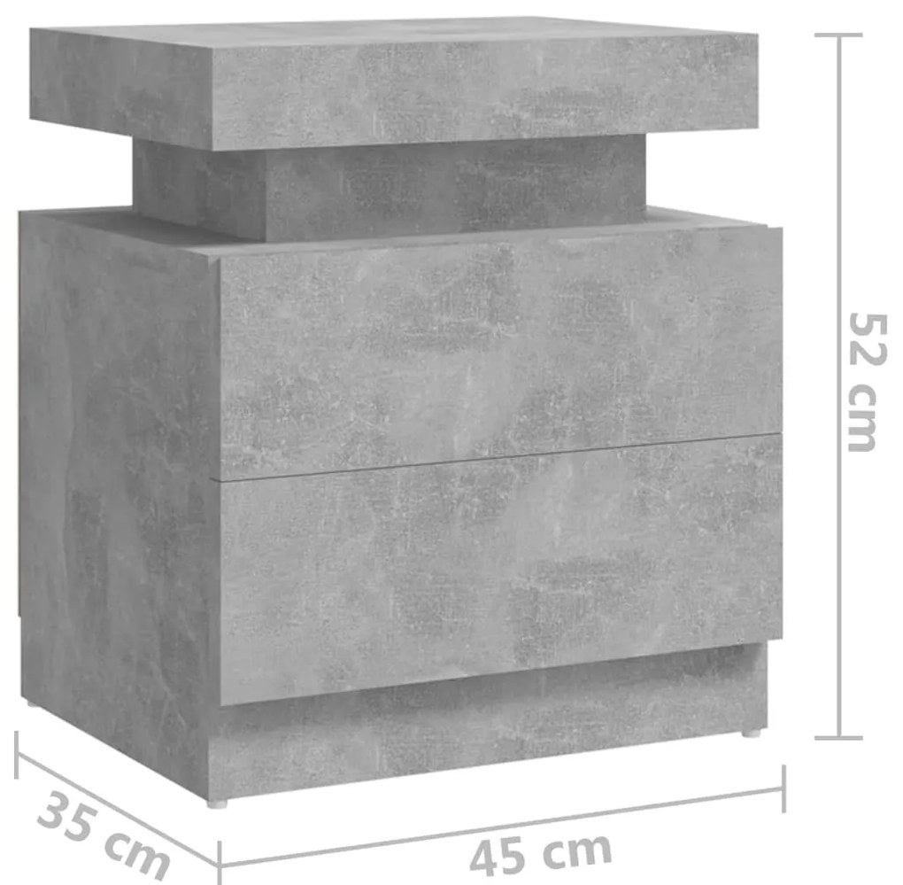 Mesa de cabeceira 45x35x52cm derivados madeira cinzento cimento