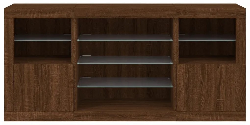 Aparador com luzes LED 142,5x37x67 cm carvalho castanho