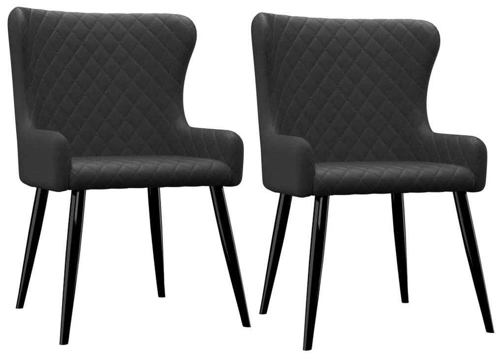 Cadeiras de jantar 2 pcs tecido preto