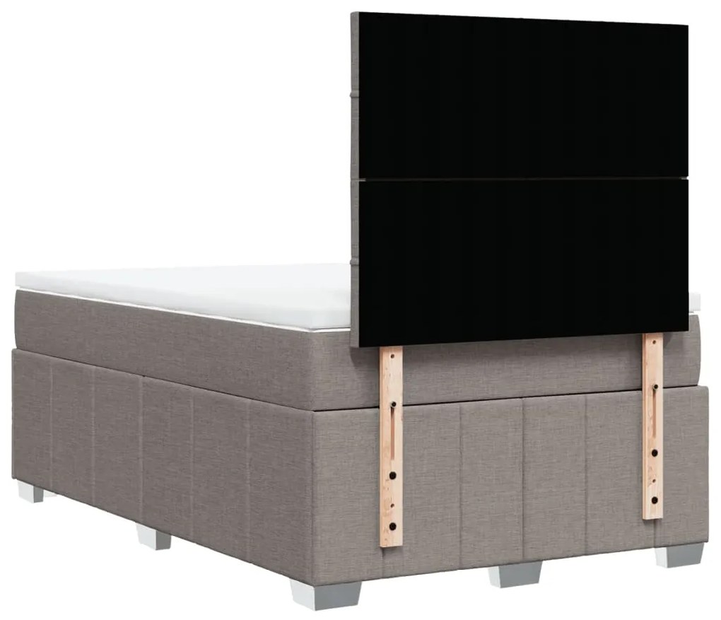 Cama boxspring c/ colchão 120x190cm tecido castanho-acinzentado