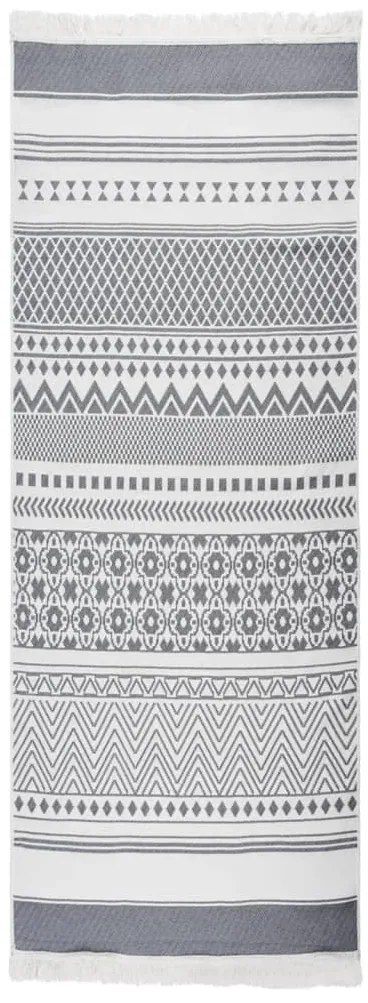 vidaXL Tapete 100x300 cm algodão cinzento e branco