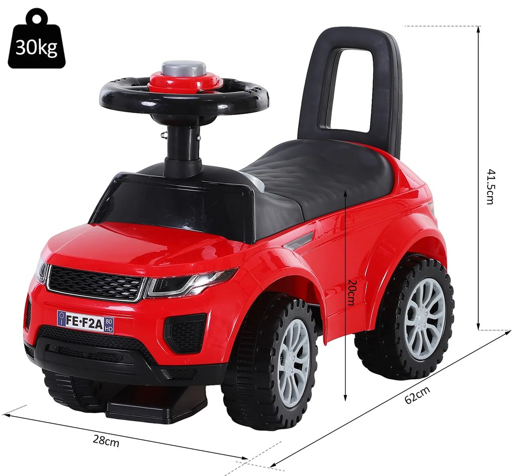 Quad andarinhos Carro Infantil sem Pedais para Bebê Estilo de Carreira de Andador de Brinquedo com Alto-falante 60x38x42cm