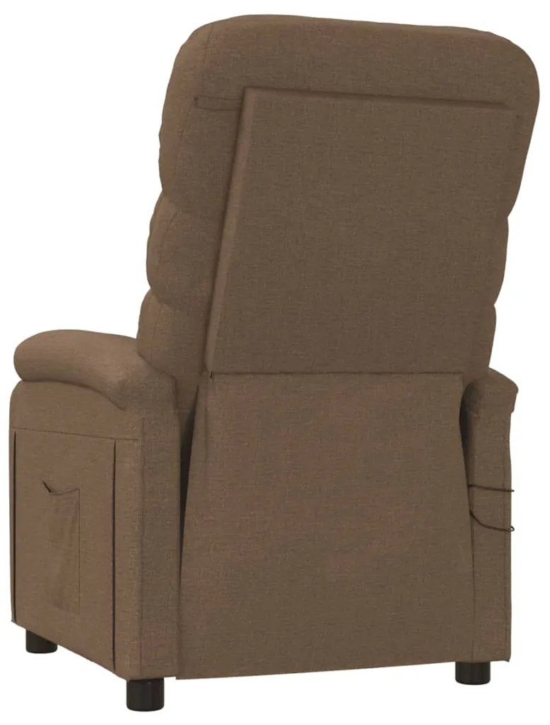 Poltrona de massagens elétrica reclinável tecido castanho