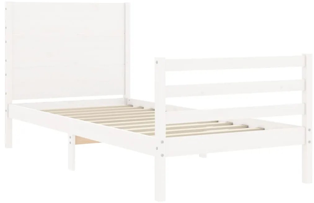Estrutura cama de solteiro c/ cabeceira madeira maciça branco