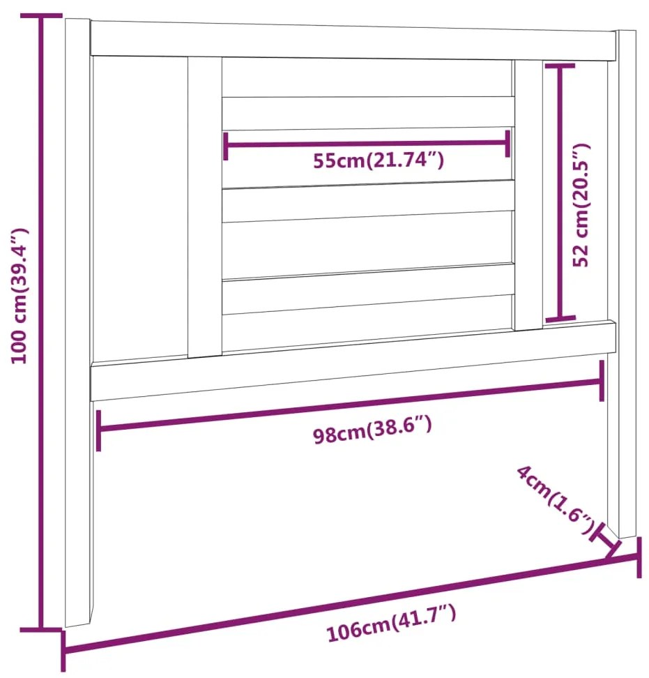 Cabeceira de cama 106x4x100 cm pinho maciço branco