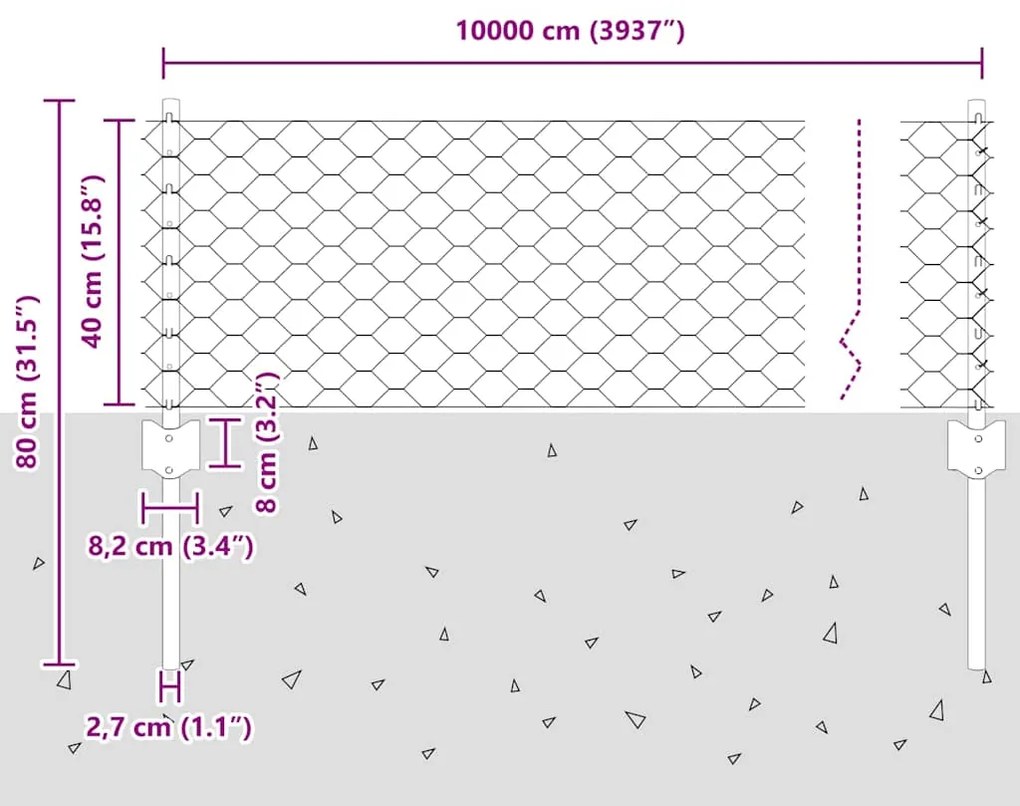 Postes de Cerca vidaXL 11 pcs U-Channel Cinza 40 cm Aço
