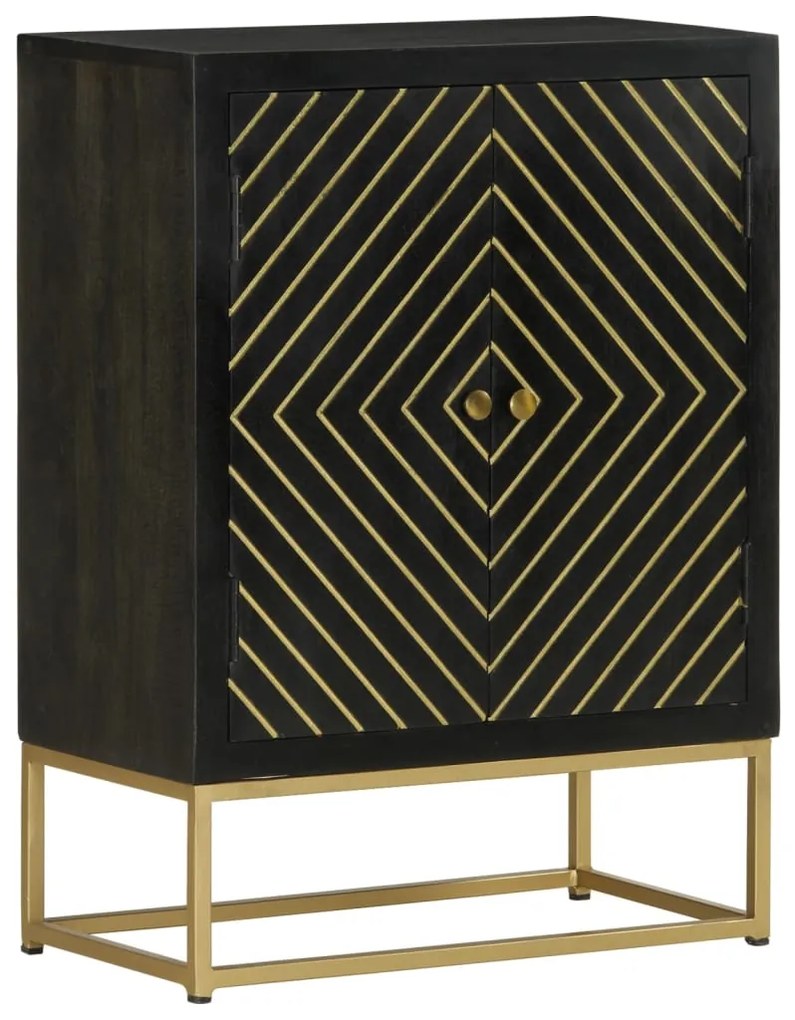 Aparador com 2 portas 55x30x75cm mangueira maciça preto/dourado