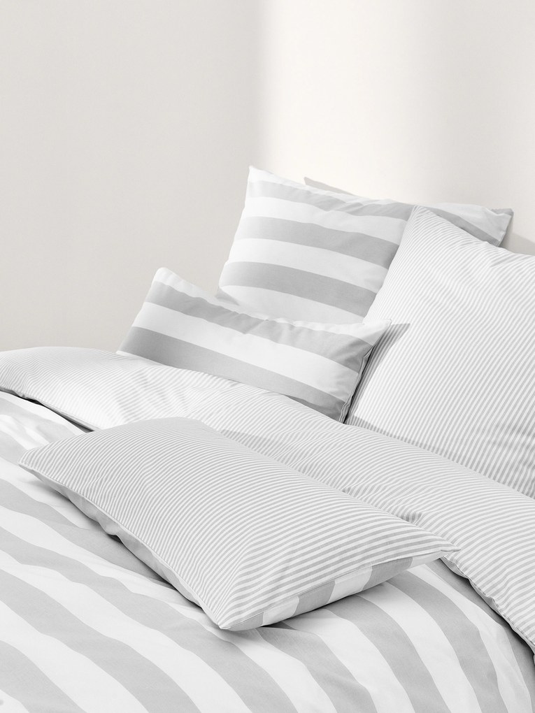 Capa de edredão reversível de algodão às riscas Lorena