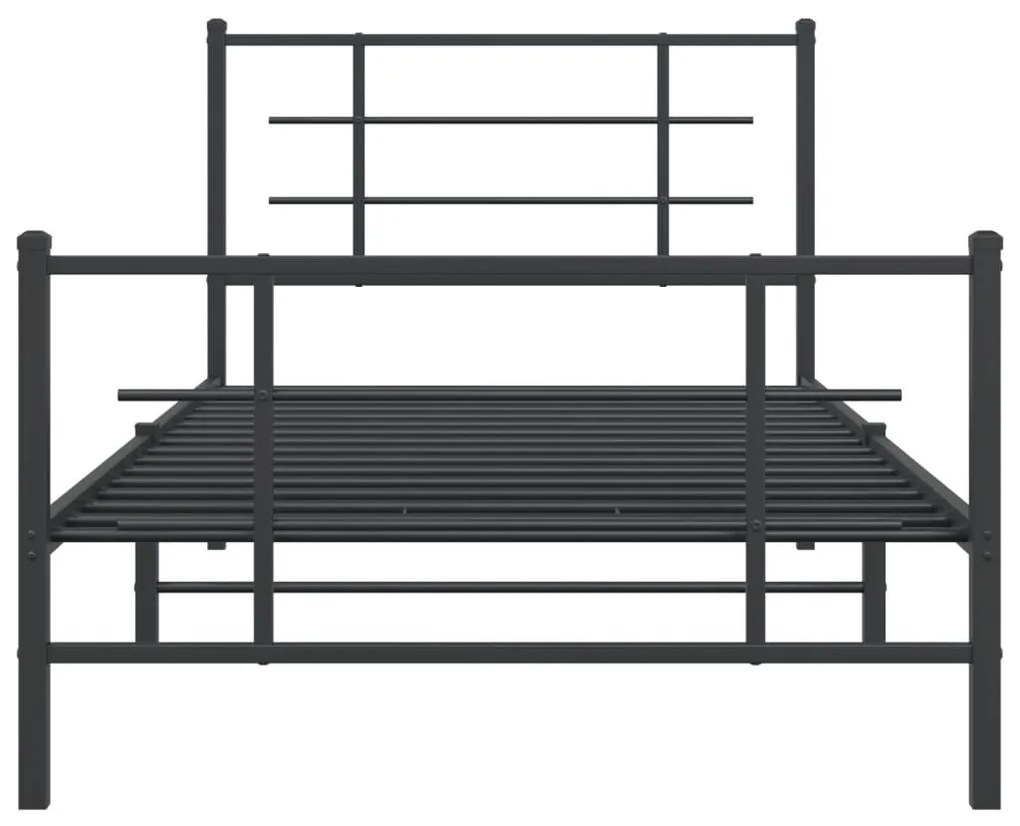 Estrutura de cama com cabeceira e pés 100x200 cm metal preto