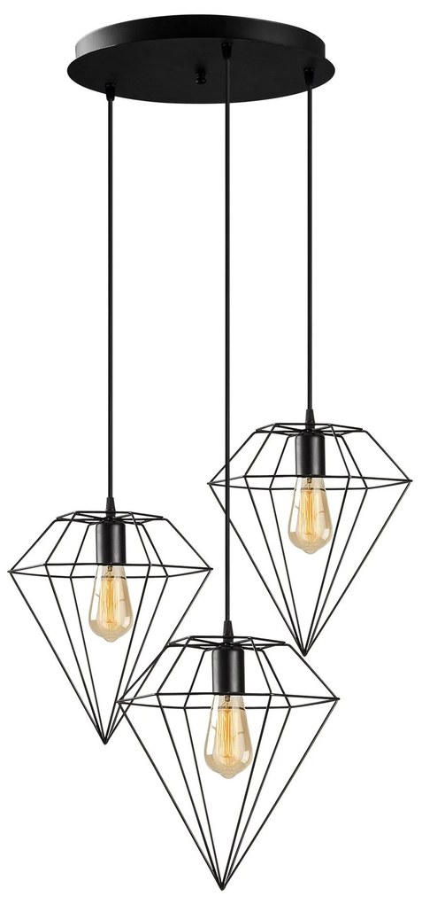 Candeeiro Suspenso Elmas – Preto – Diâmetro 50 cm, Altura 133 cm