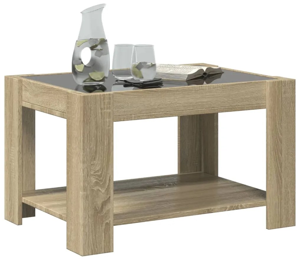 Mesa de centro c/ LEDs 73x53x45 cm derivados de madeira