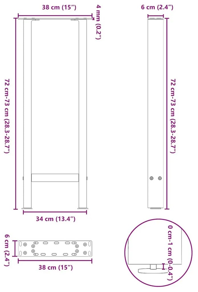 Pés de mesa de console , brancos, 2 peças, 38x(72-73) cm, aço