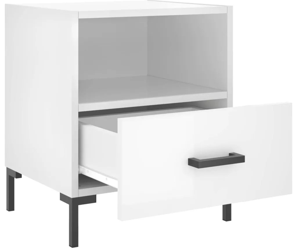 Mesas de cabeceira 2pcs derivados de madeira branco brilhante