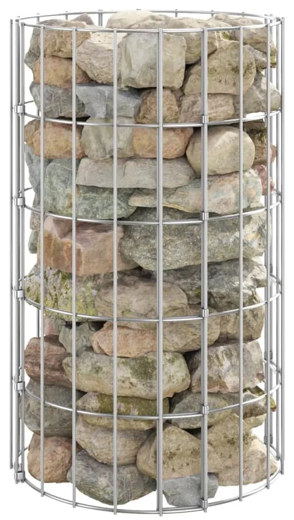 vidaXL Canteiro elevado/cesto gabião em poste Ø30x50cm aço galvanizado