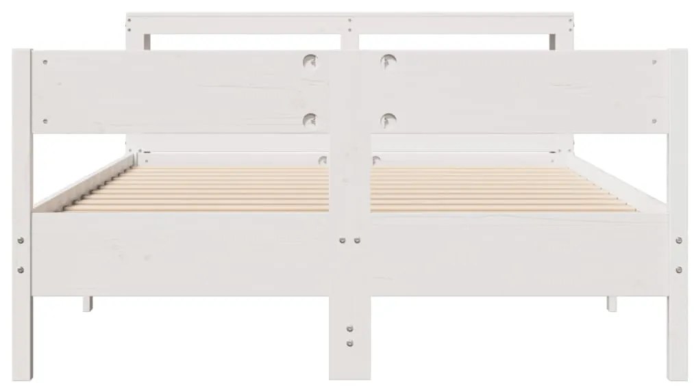 Cama sem colchão 160x200 cm madeira de pinho maciça branco