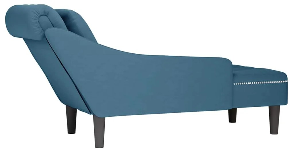 Chaise lounge c/ almofada/apoio de braços direito veludo azul