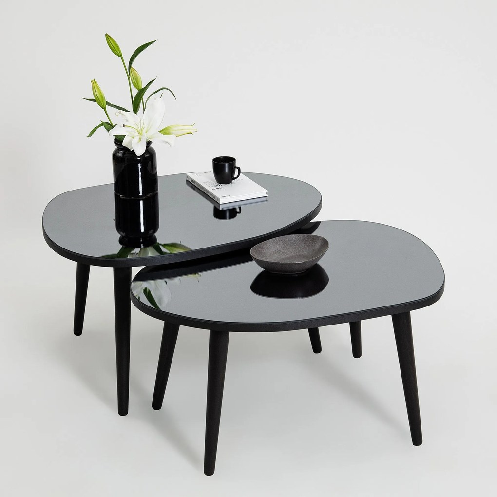 Mesa de Apoio Gusto (2 Peças) - Preto Fumado - 75x38x55cm e 75x41x55cm