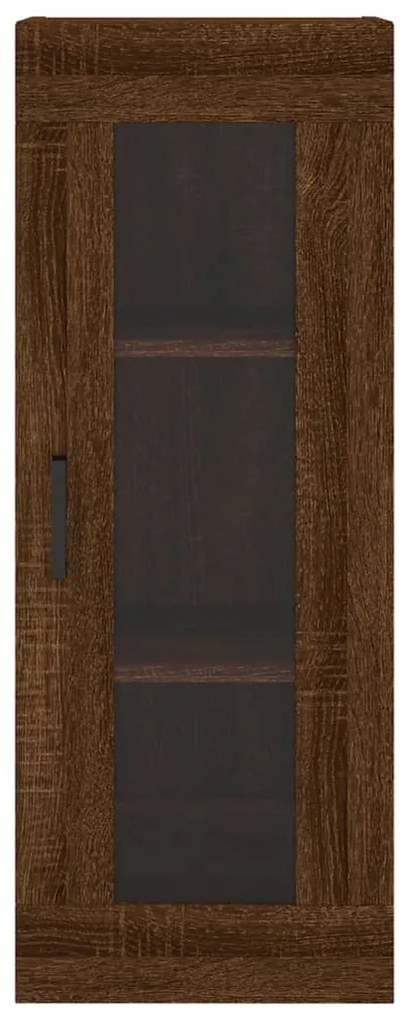 Armário Alto com Vitrine Brenna de 180 cm - Castanho - Design Moderno