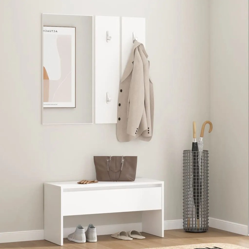 808783 vidaXL Conjunto de móveis de corredor derivados de madeira branco