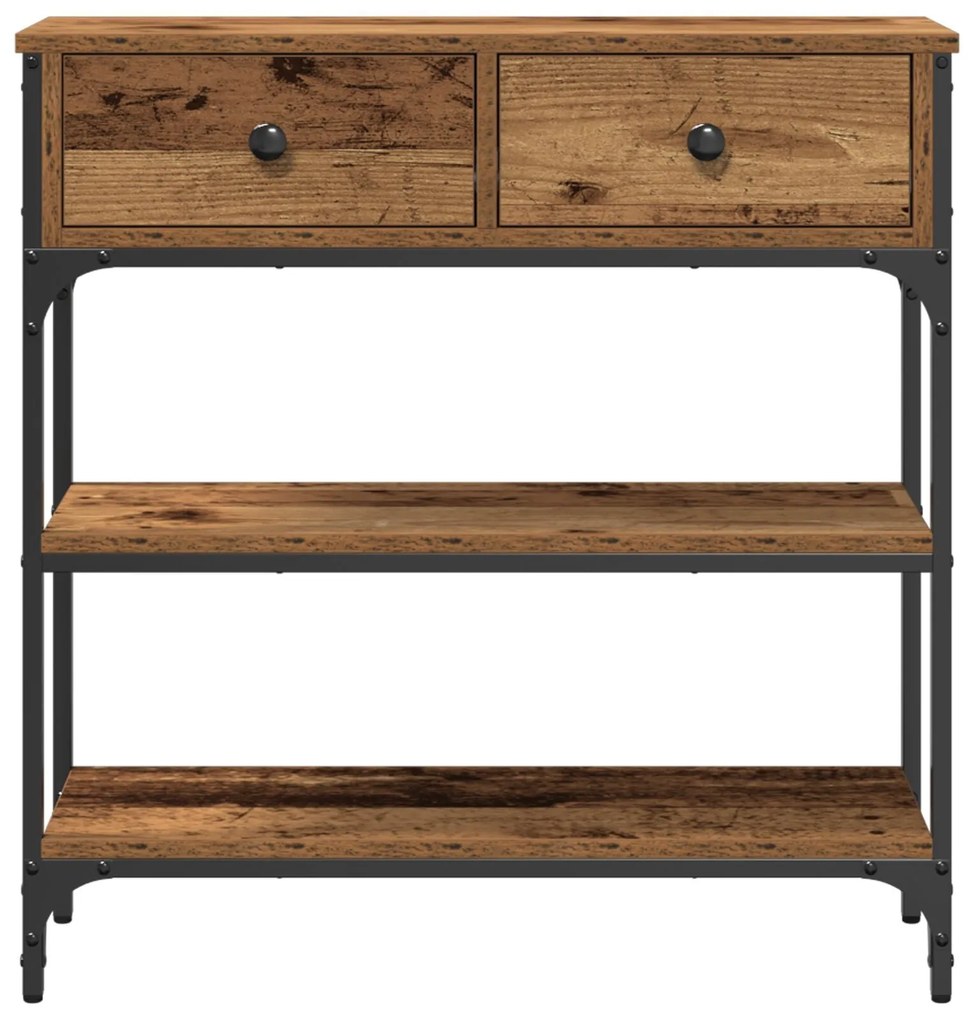 Mesa de Console vidaXL Madeira Velha 72,5x25x75 cm Madeira e Aço