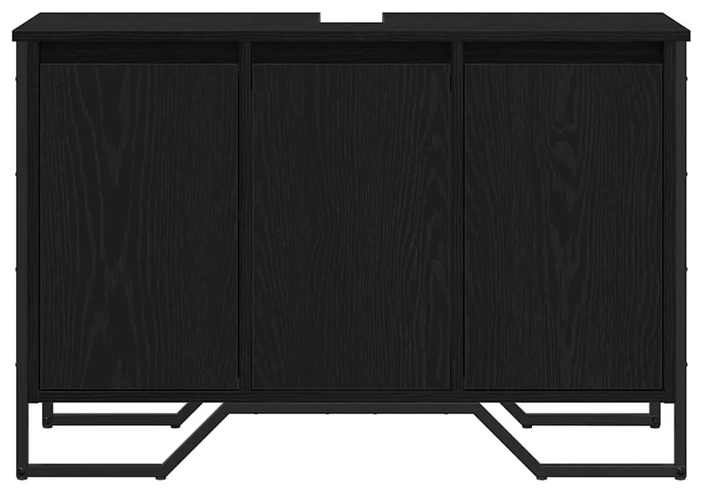 Armário de Pia Carvalho Preto 91x35x60 cm Madeira Compensada