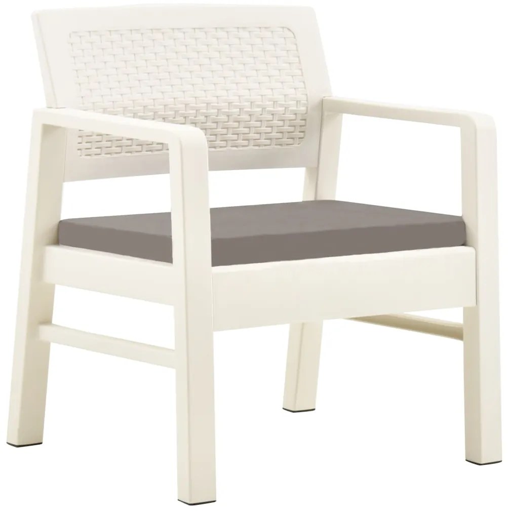 Conjunto lounge para jardim 3 pcs plástico branco
