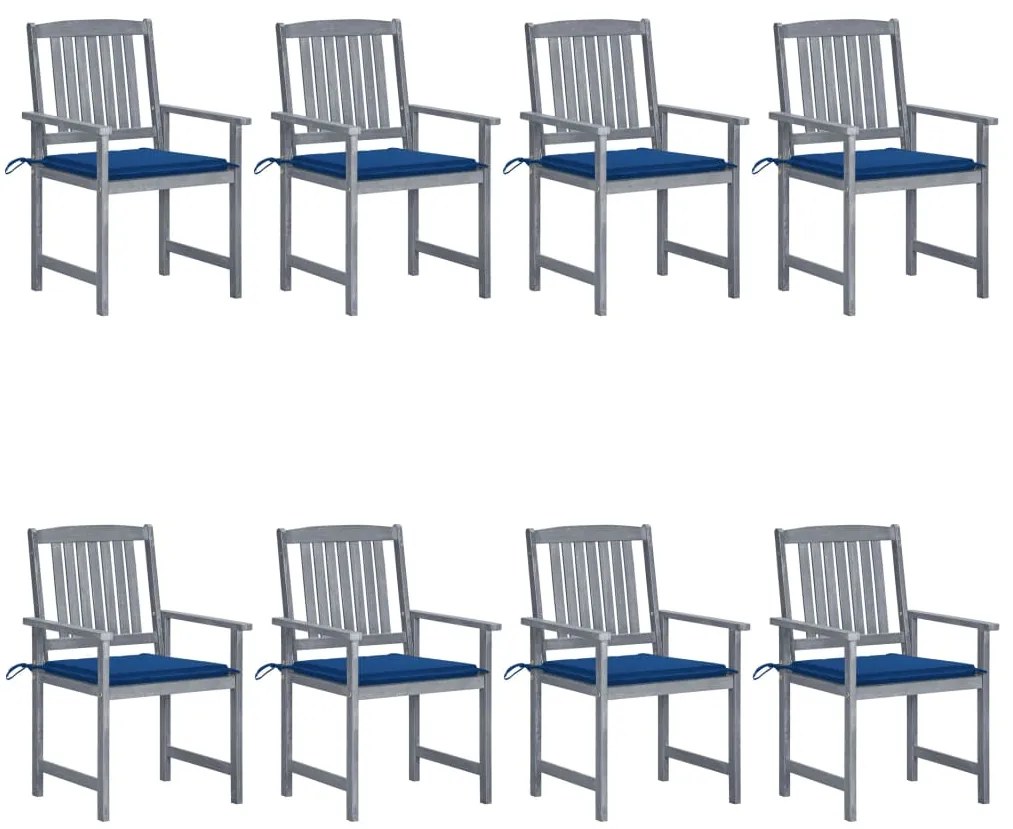 Cadeiras de jardim c/ almofadões 8 pcs acácia maciça cinzento
