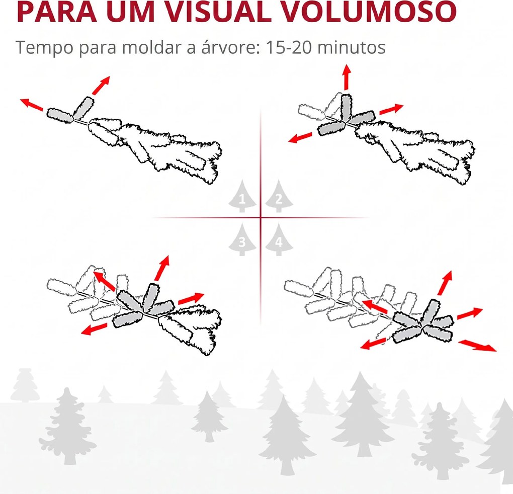 Árvore de Natal Estreita 270 cm com Efeito Neve, 1014 Ramos e Suporte Metálico, Verde e Branco