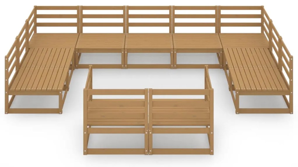 11 pcs conjunto lounge de jardim pinho maciço