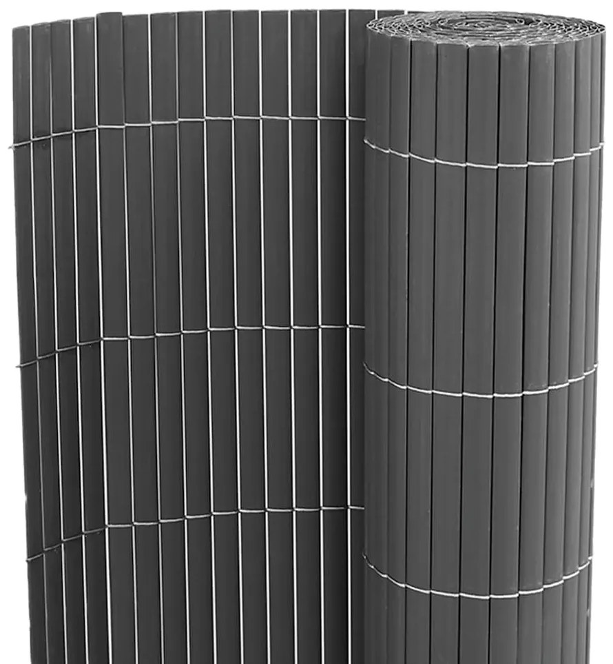 Cerca de jardim dupla face cinzento 1,8x3 m PVC