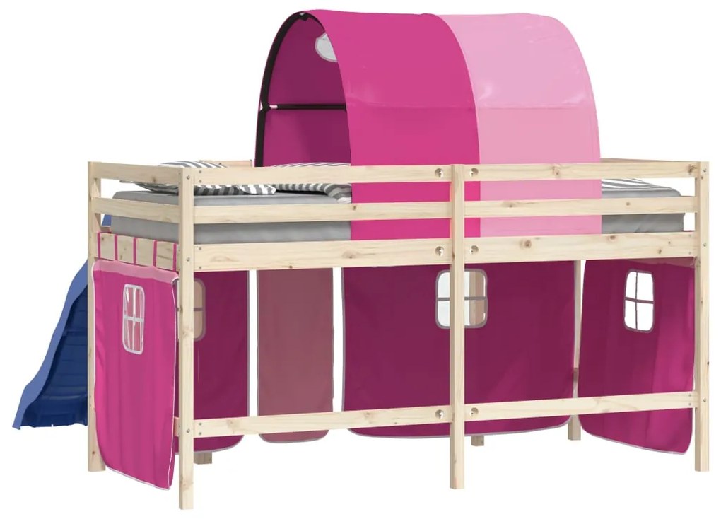 Cortinas para cama elevada com túnel poliéster rosa