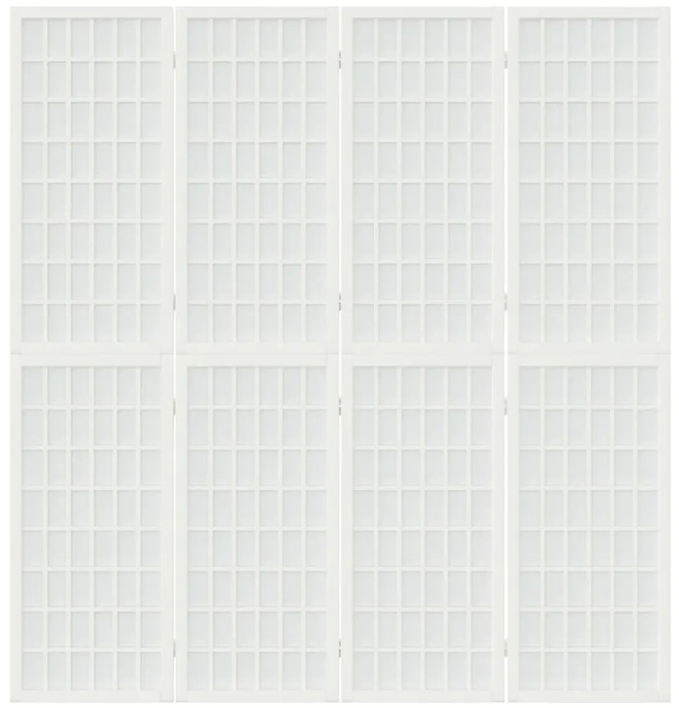 Biombo dobrável com 4 painéis estilo japonês 160x170 cm branco