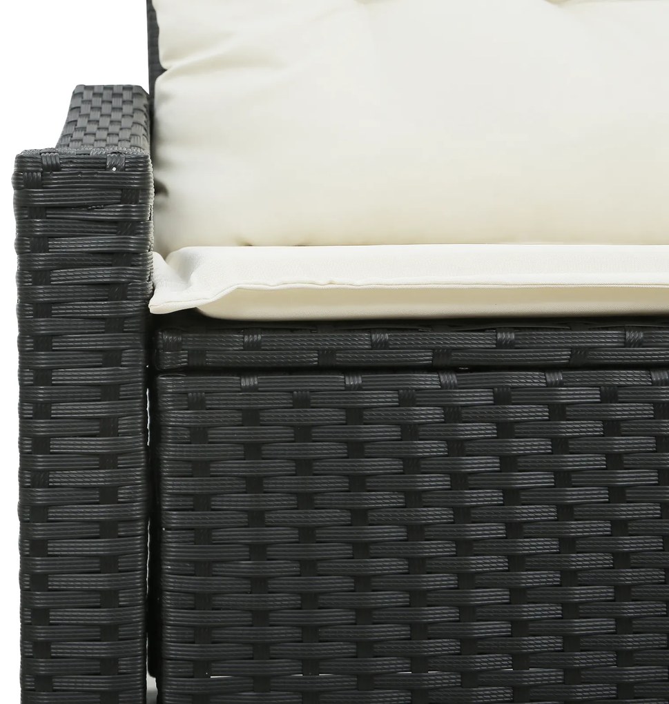 Sofá de Jardim 2 Lugares com Almofadas Preto em Rattan Sintético