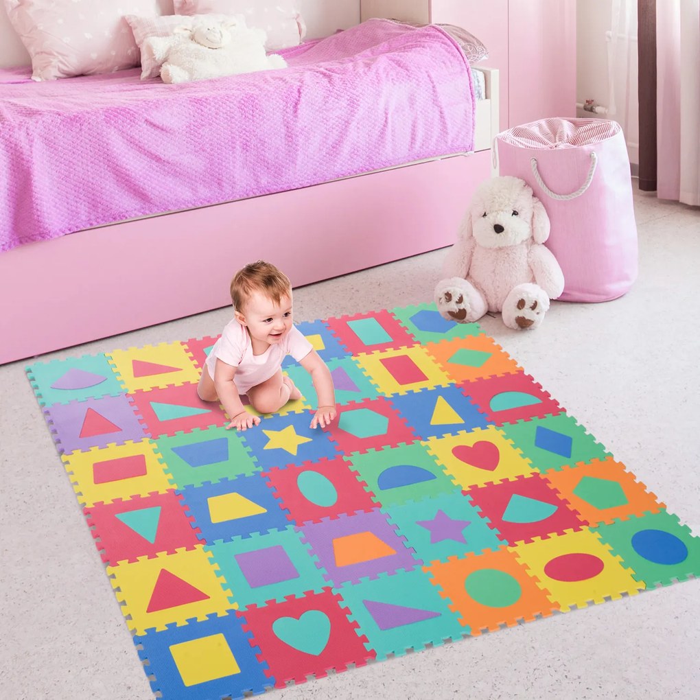 HomCom® Tapete Puzzle Colchão suave para Crianças 3.24㎡Borracha de espuma EVA