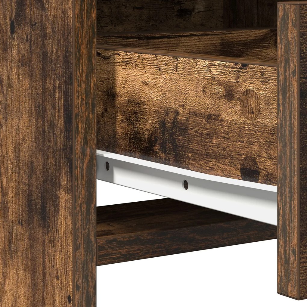 Conjunto de Mesa de Maquilhagem de 3 Peças Carvalho Fumado Madeira de