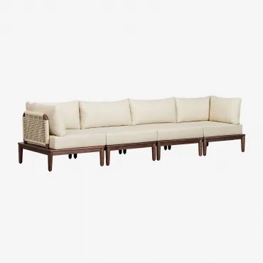 Sofá Modular De Jardim De 4 Peças Com 2 Poltronas De Canto Em Acácia Giulia Castanho-acácia Escuro - Sklum
