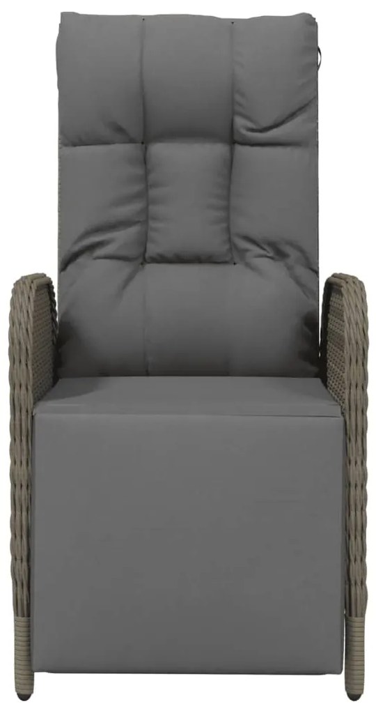 Poltronas reclináveis exterior c/ almofadões 2pcs vime PE cinza