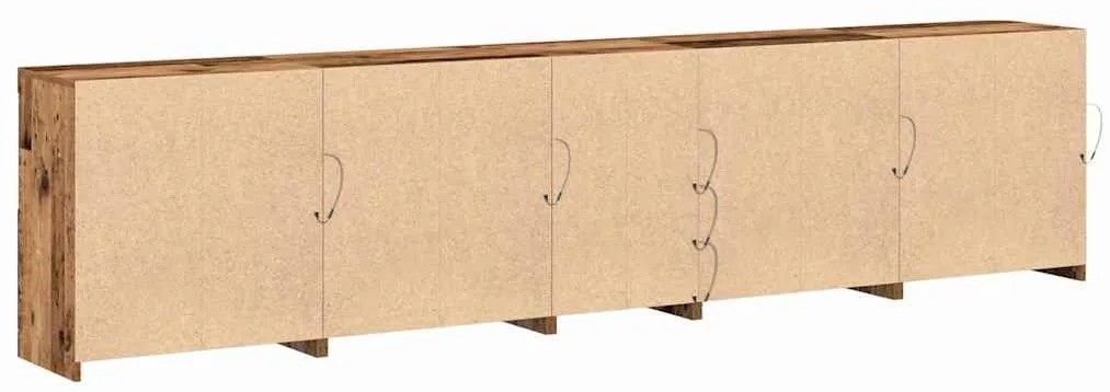 Aparador com Luzes LED Madeira Velha 283x37x67 cm Madeira de Engenhari