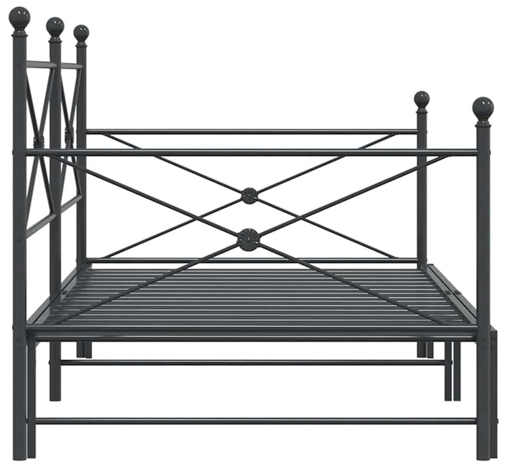 Cama de dia com gavetão sem colchão 100x190 cm aço preto