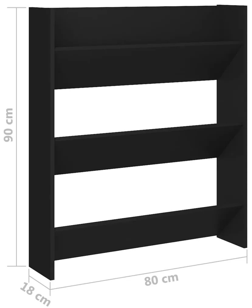 Sapateira de parede 80x18x90 cm derivados de madeira preto