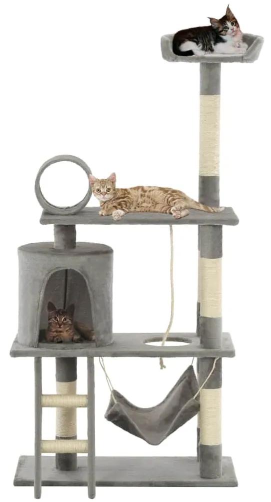 Árvore para gatos c/ postes arranhadores sisal 140 cm cinzento