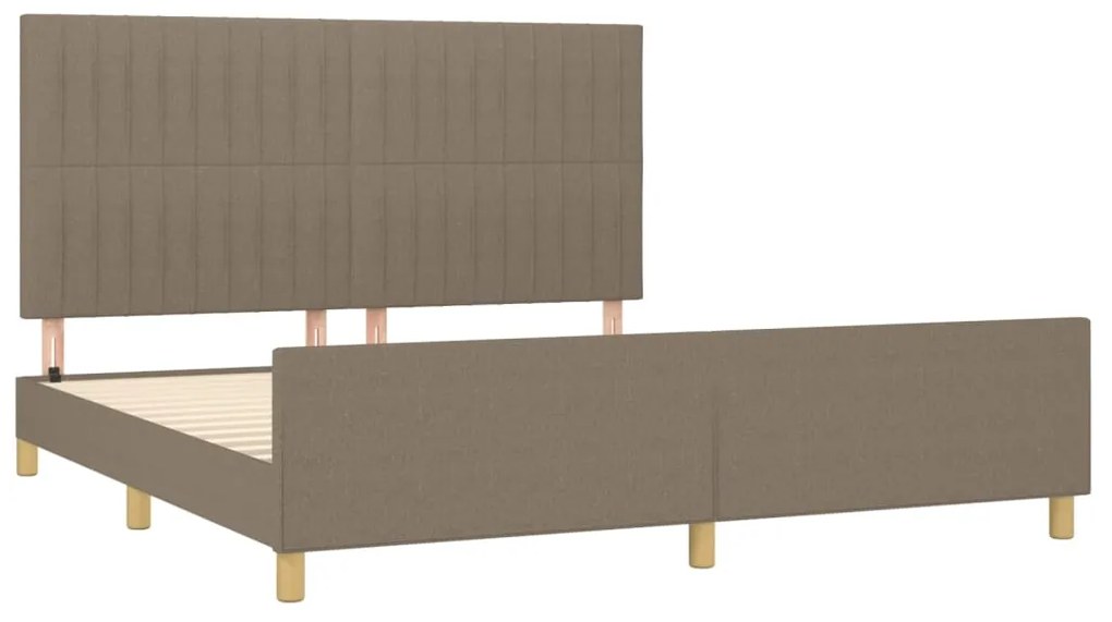 Cama sem colchão 160x200 cm tecido castanho-acinzentado