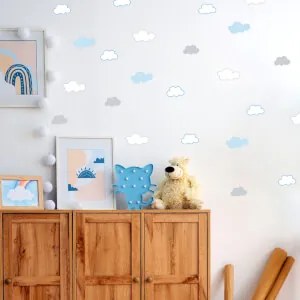 Autocolantes para quarto - Nuvens em azul e cinzento