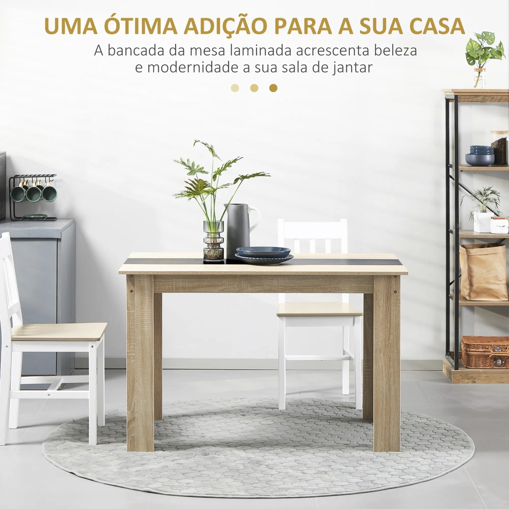Mesa de Sala de Jantar para 4-6 Pessoas Estilo Moderno com Bancada de Melamina de Madeira Carga 50 kg 120x69x75 cm Madeira e Preto