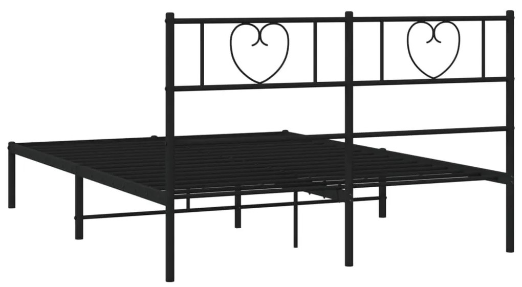 Estrutura de cama em metal com cabeceira 150x200 cm preto