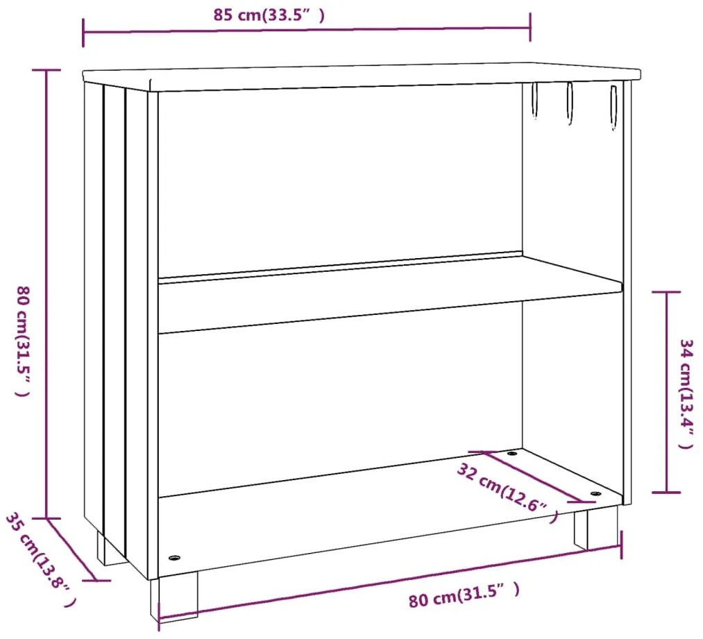 Aparador HAMAR 85x35x80 cm pinho maciço cinza-escuro