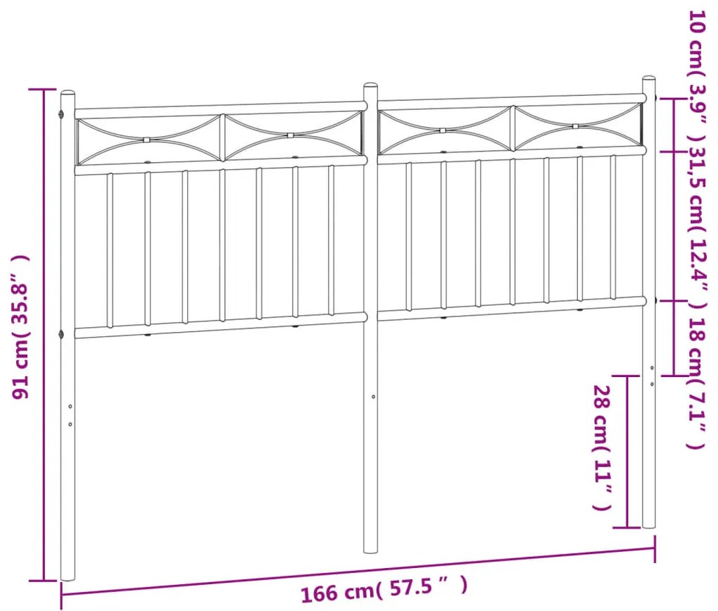 Cabeceira de cama 160 cm metal branco